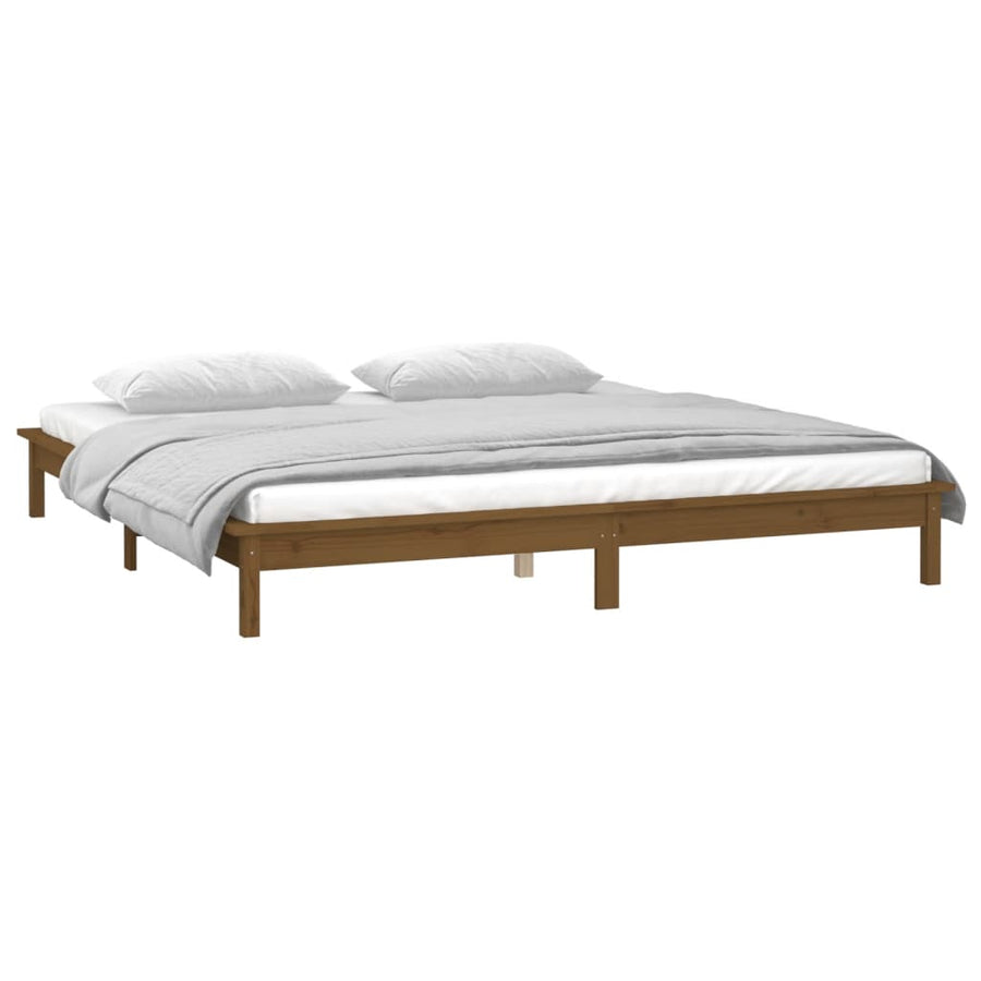 Bedframe Led Massief Hout Honingbruin 140X190 Cm