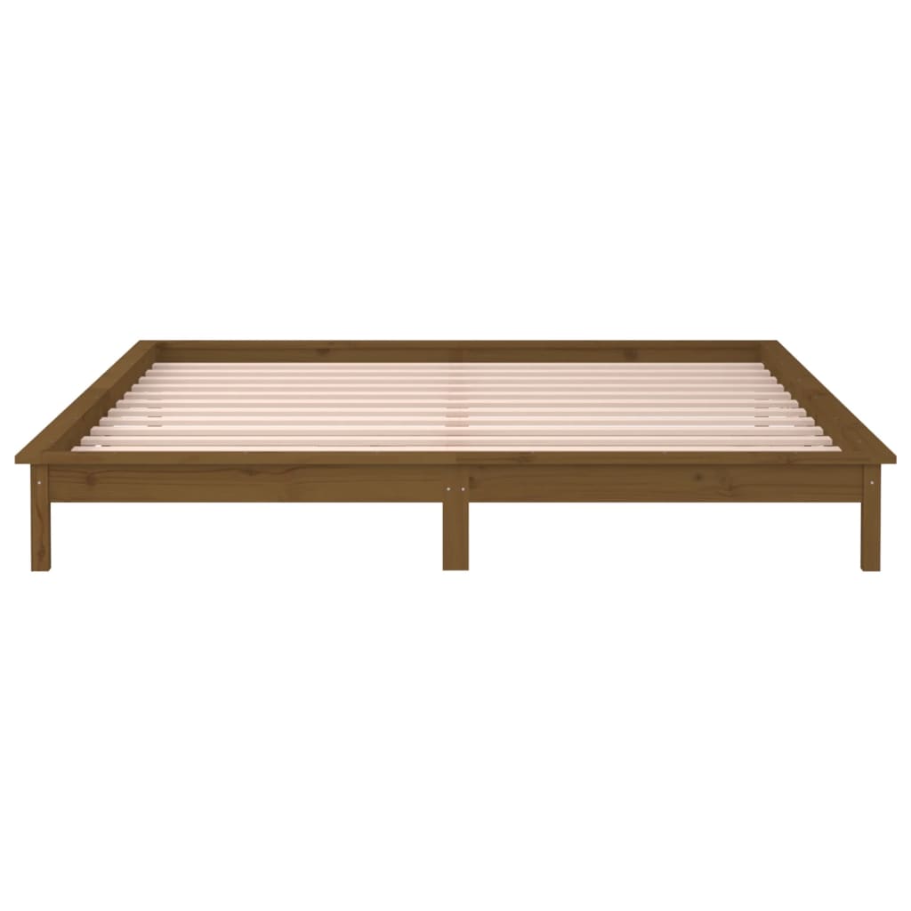 Bedframe Led Massief Hout Honingbruin 140X190 Cm