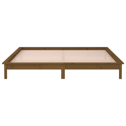 Bedframe Led Massief Hout Honingbruin 140X190 Cm