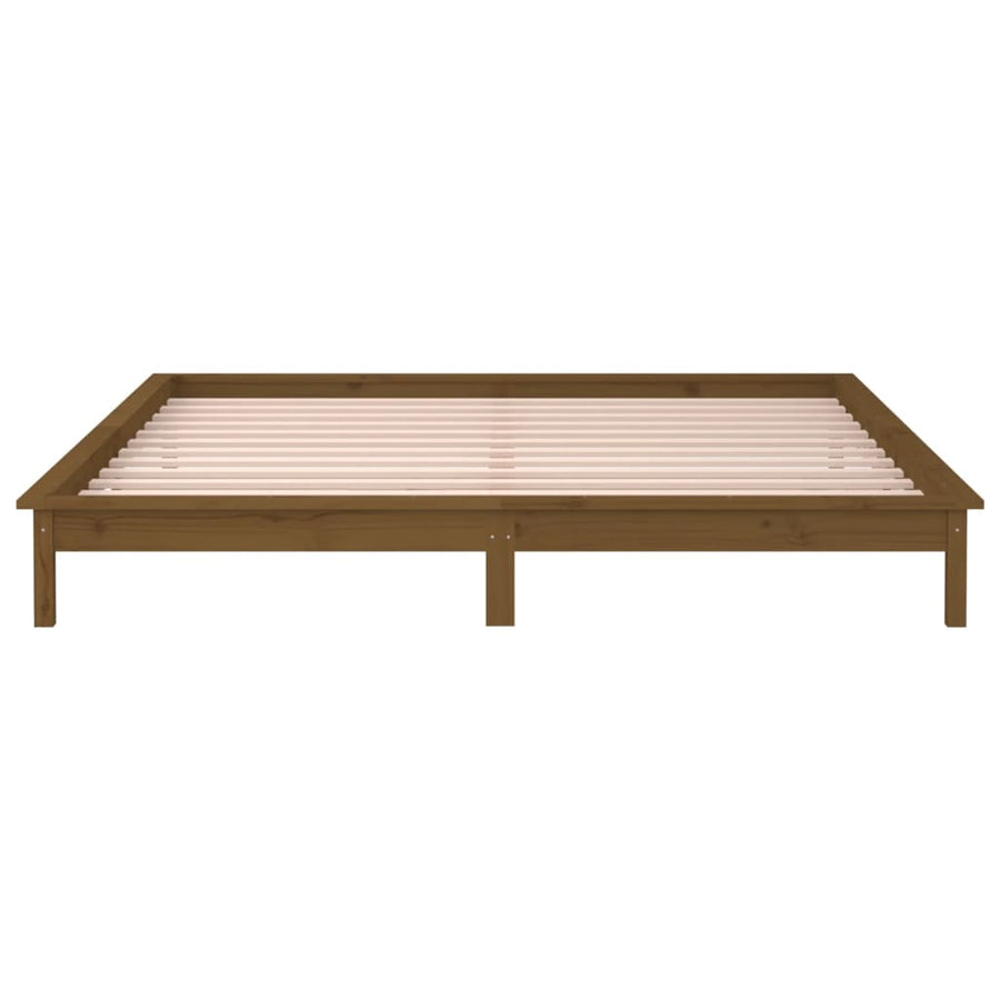 Bedframe Led Massief Hout Honingbruin 140X190 Cm