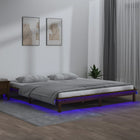 Bedframe massief hout honingbruin 140x190 cm LED