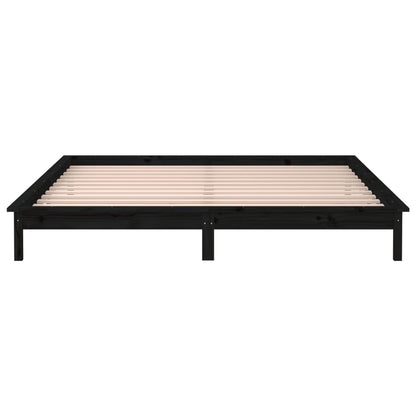 Bedframe Led Massief Hout Zwart 140X190 Cm