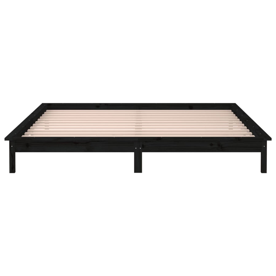 Bedframe Led Massief Hout Zwart 140X190 Cm