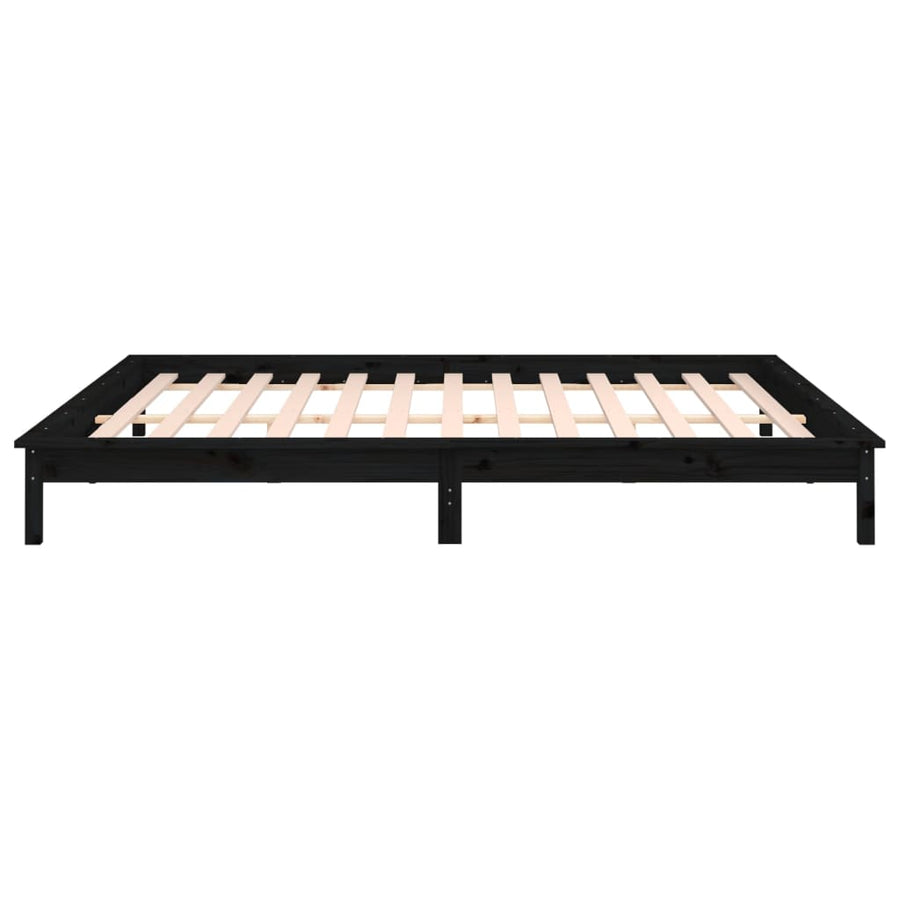 Bedframe Led Massief Hout Zwart 140X190 Cm
