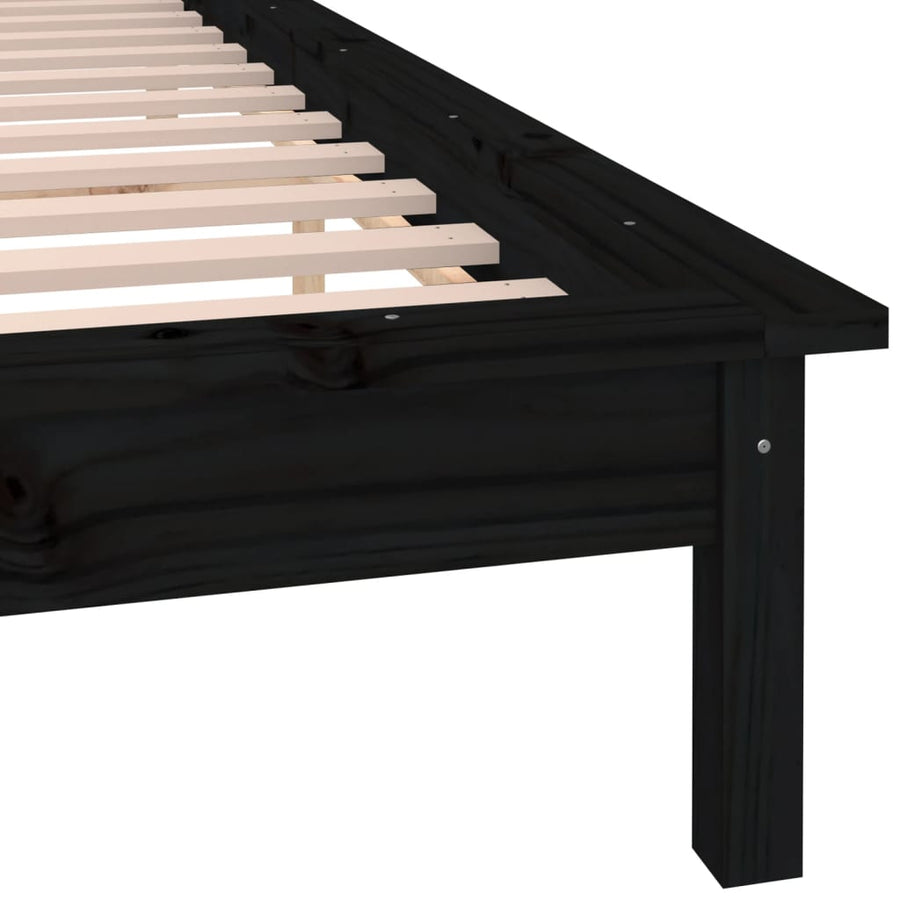 Bedframe Led Massief Hout Zwart 140X190 Cm