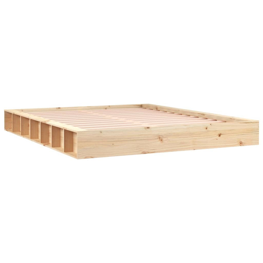 Bedframe Massief Hout 200 x 200 cm Naturel