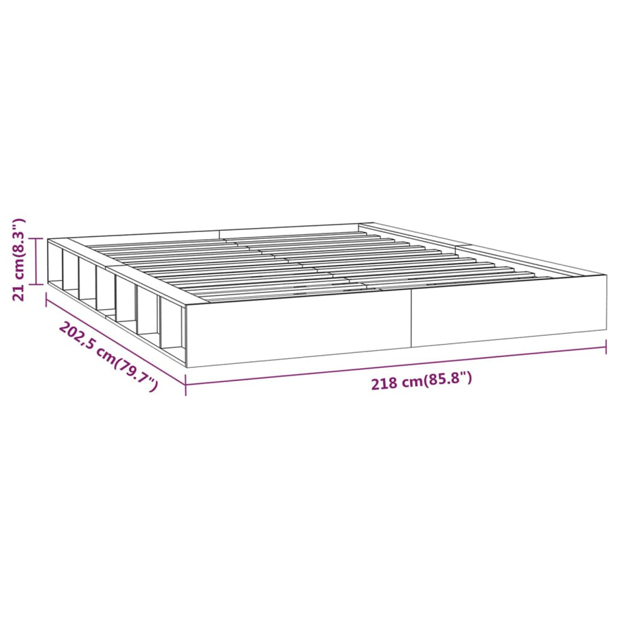 Bedframe Massief Hout 200 x 200 cm Naturel