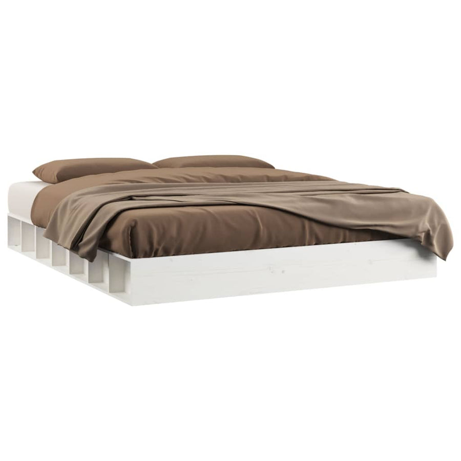 Bedframe Massief Hout 200 x 200 cm Wit