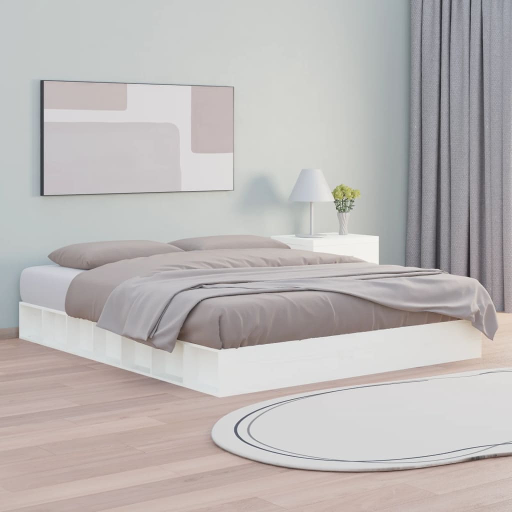 Bedframe Massief Hout 5Ft King Size 150 x 200 cm Wit