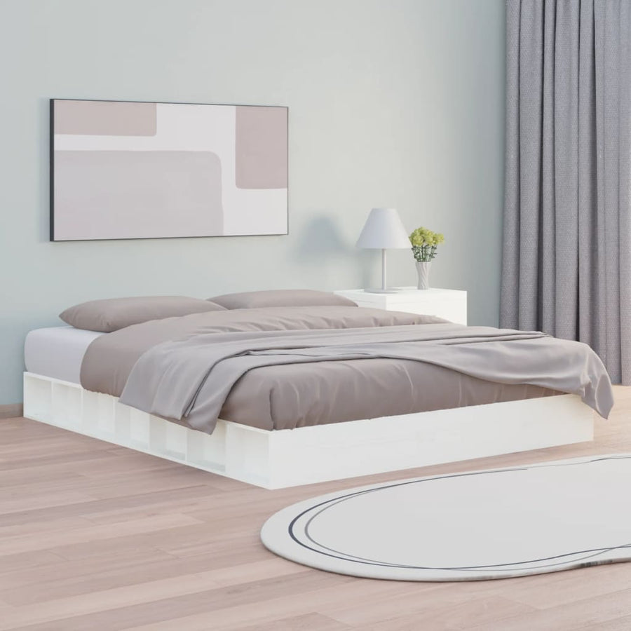 Bedframe Massief Hout 5Ft King Size 150 x 200 cm Wit