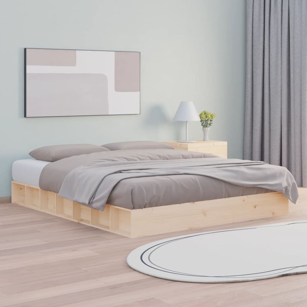 Bedframe Massief Hout 120 x 200 cm Naturel