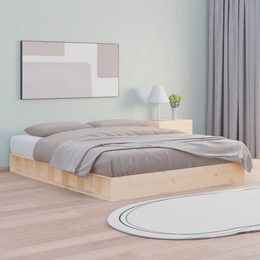 Bedframe Massief Hout 120 x 200 cm Naturel