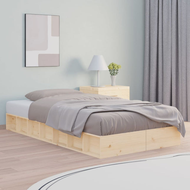 Bedframe Massief Hout 100 x 200 cm Naturel