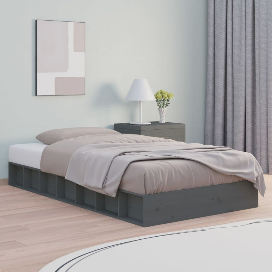 Bedframe Massief Hout 2Ft6 Small Single 75 x 190 cm Grijs