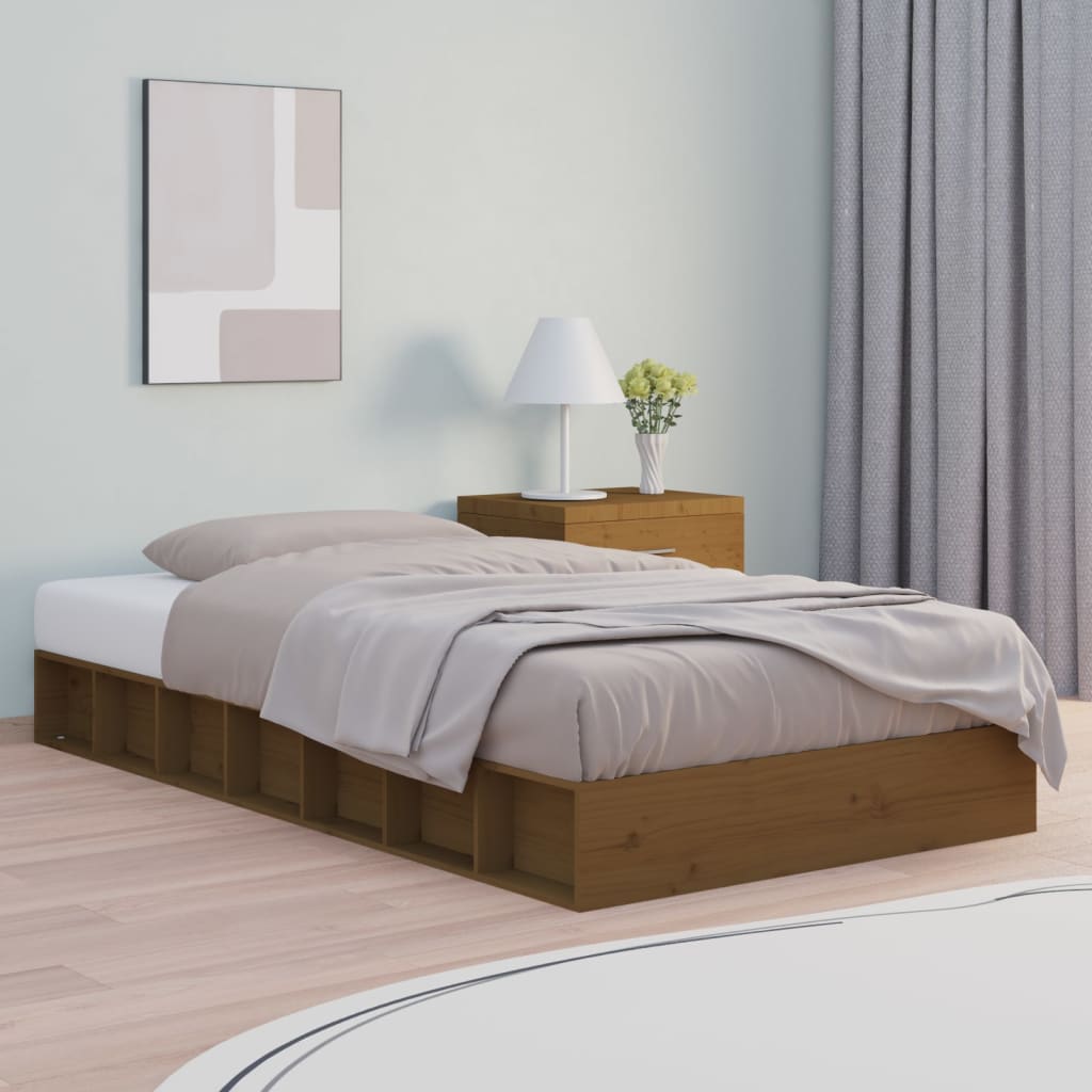 Bedframe Massief Hout 2Ft6 Small Single 75 x 190 cm Honingbruin