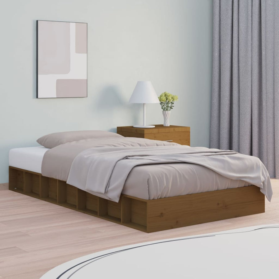 Bedframe Massief Hout 2Ft6 Small Single 75 x 190 cm Honingbruin