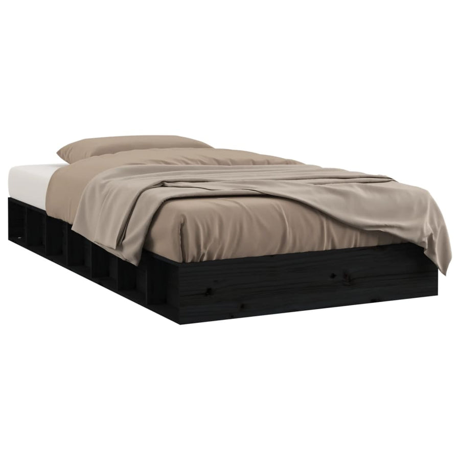 Bedframe Massief Hout 2Ft6 Small Single 75 x 190 cm Zwart