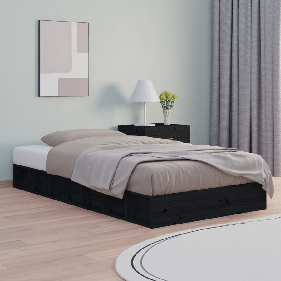 Bedframe Massief Hout 2Ft6 Small Single 75 x 190 cm Zwart
