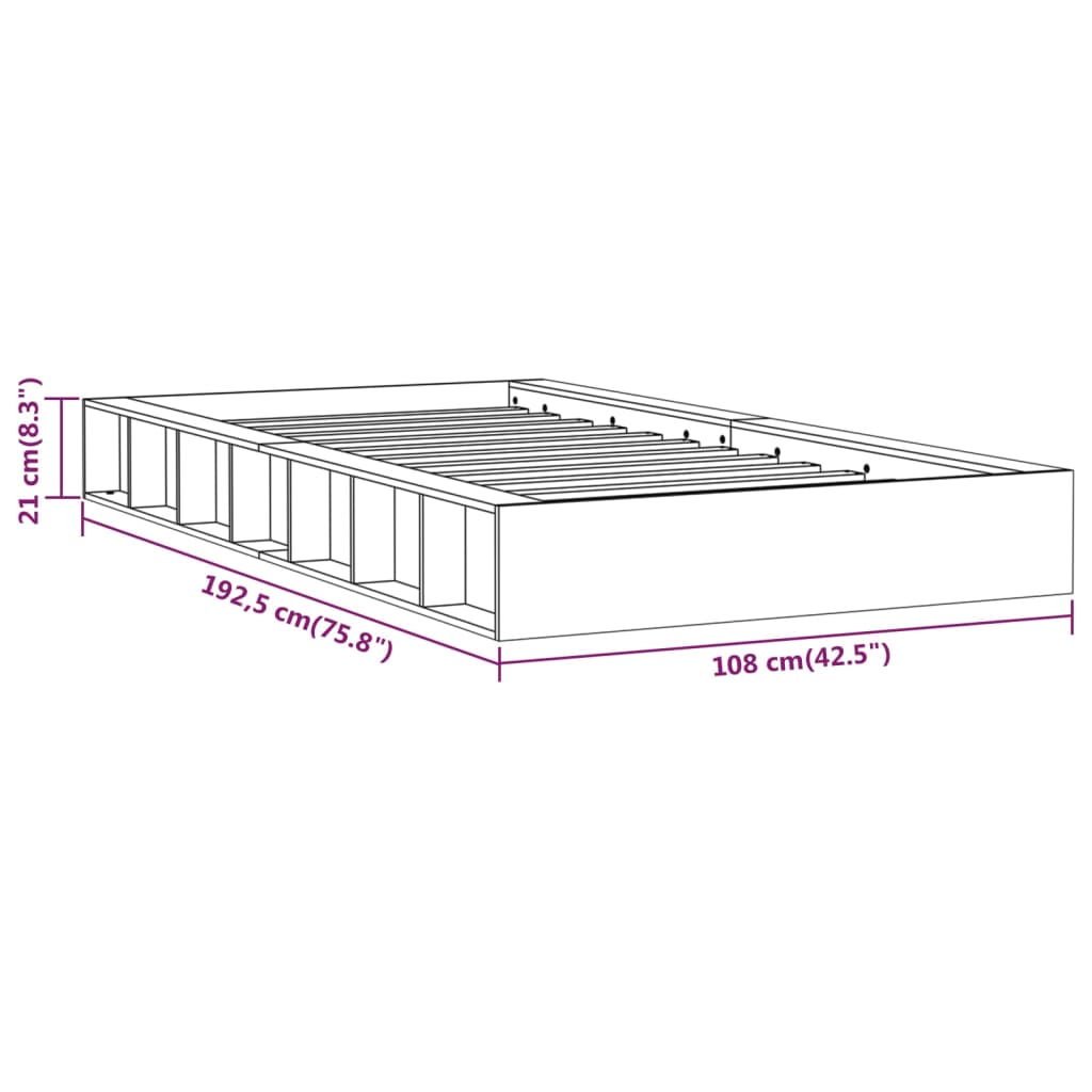 Bedframe Massief Hout 3Ft Single 90 x 190 cm Wit