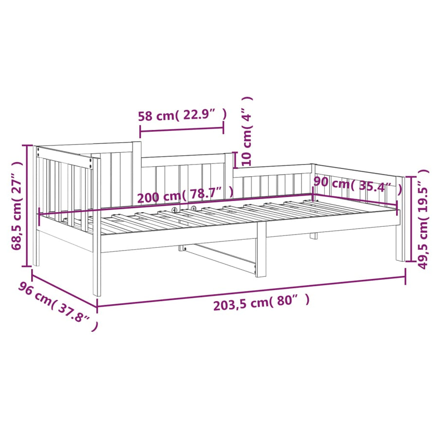 Slaapbank 90X200 Cm Massief Grenenhout