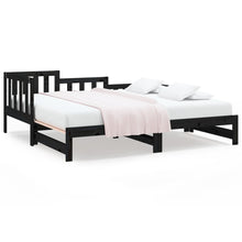 Slaapbank Uitschuifbaar 2X(80X200) Cm Massief Grenenhout Zwart