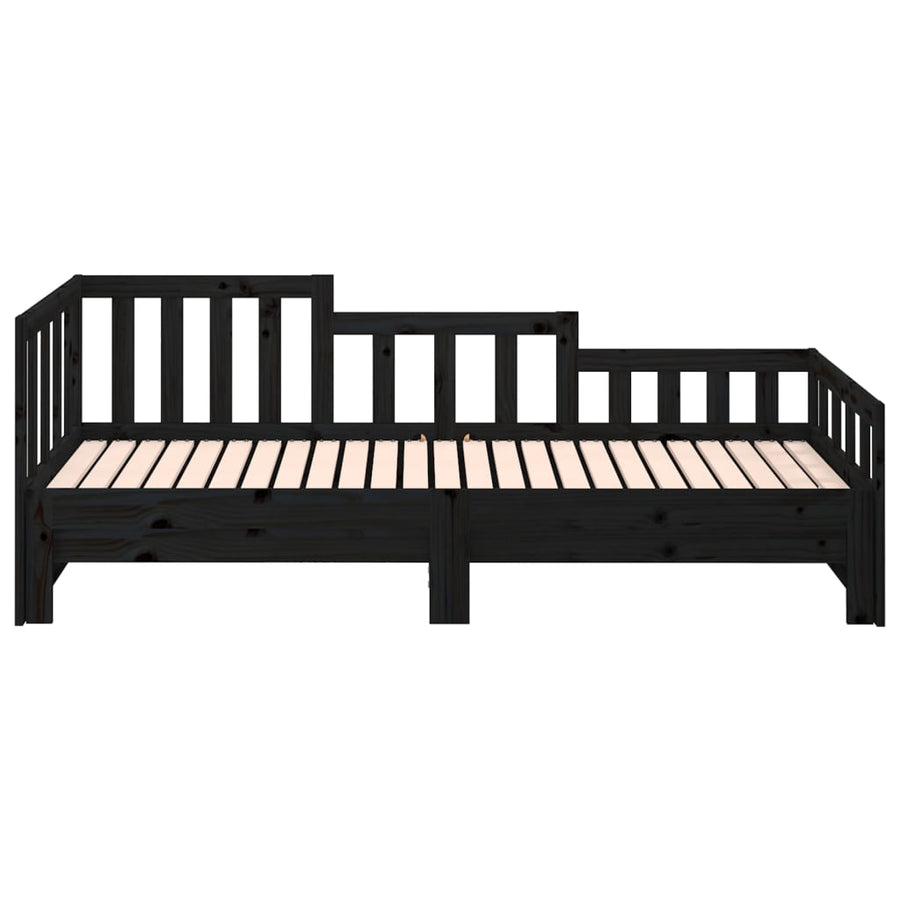 Slaapbank Uitschuifbaar 2X(80X200) Cm Massief Grenenhout Zwart