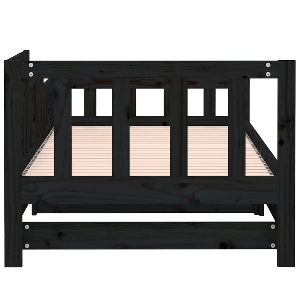 Slaapbank Uitschuifbaar 2X(80X200) Cm Massief Grenenhout Zwart