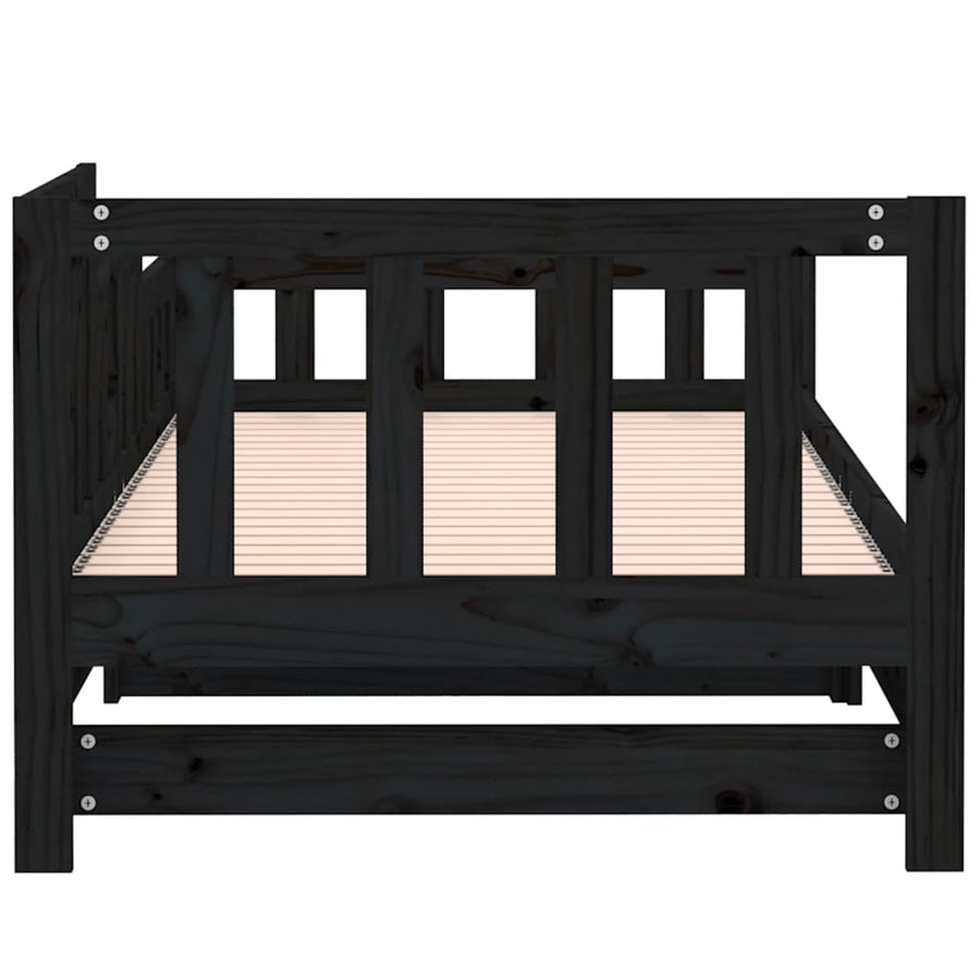 Slaapbank Uitschuifbaar 2X(80X200) Cm Massief Grenenhout Zwart