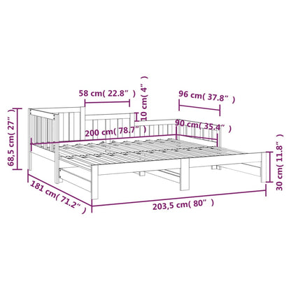 Slaapbank Uitschuifbaar Massief Grenenhout Zwart 2X(90X200) Cm