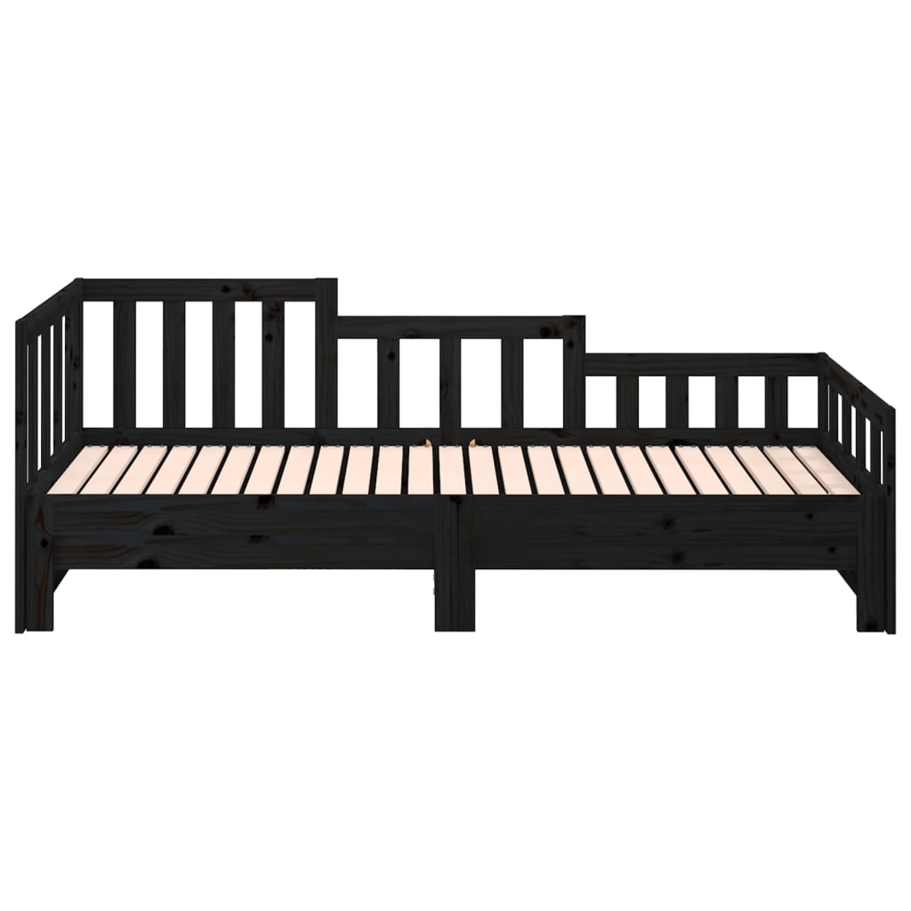 Slaapbank Uitschuifbaar Massief Grenenhout Zwart 2X(90X200) Cm