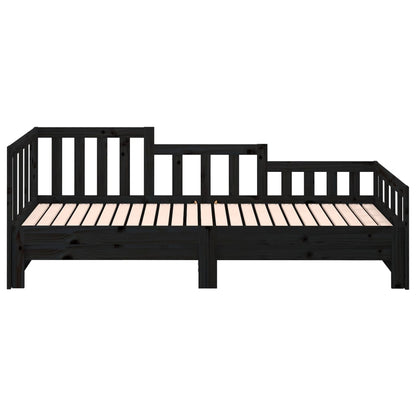 Slaapbank Uitschuifbaar Massief Grenenhout Zwart 2X(90X200) Cm