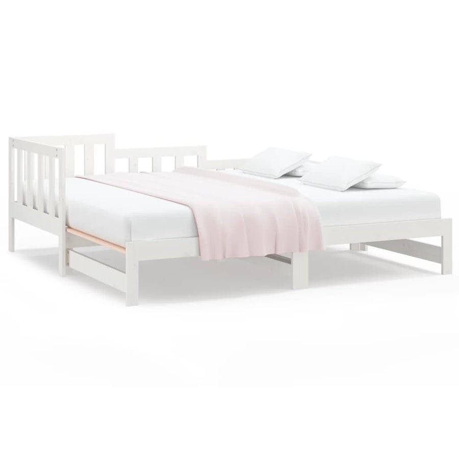 Slaapbank Uitschuifbaar Massief Grenenhout Wit 2X(90X190) Cm