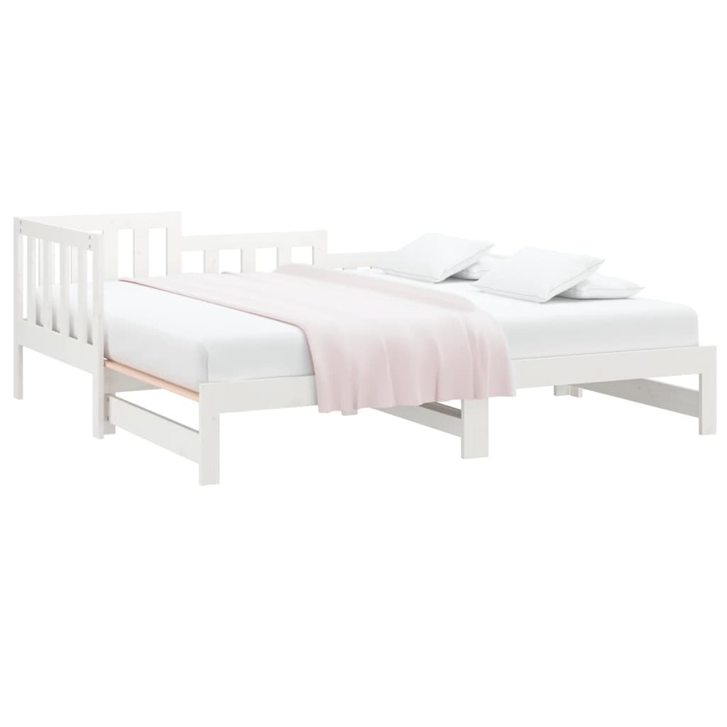 Slaapbank Uitschuifbaar Massief Grenenhout Wit 2X(90X190) Cm