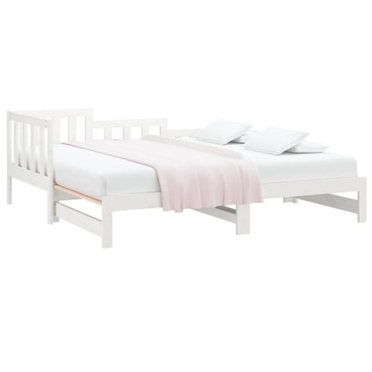 Slaapbank Uitschuifbaar Massief Grenenhout Wit 2X(90X190) Cm
