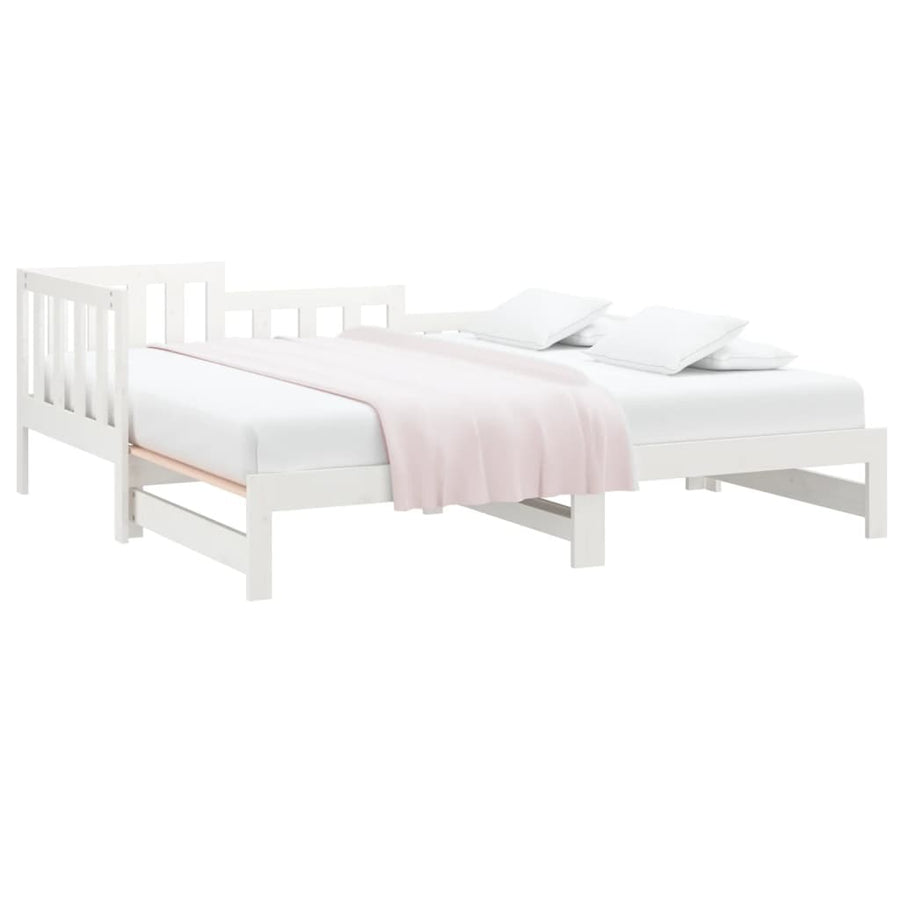 Slaapbank Uitschuifbaar Massief Grenenhout Wit 2X(90X190) Cm