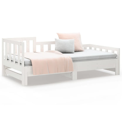 Slaapbank Uitschuifbaar Massief Grenenhout Wit 2X(90X190) Cm