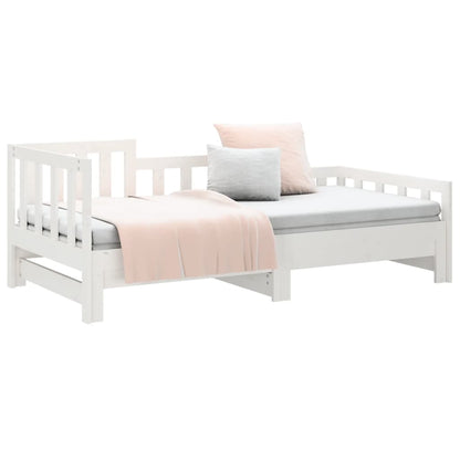 Slaapbank Uitschuifbaar Massief Grenenhout Wit 2X(90X190) Cm