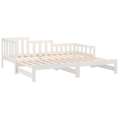 Slaapbank Uitschuifbaar Massief Grenenhout Wit 2X(90X190) Cm