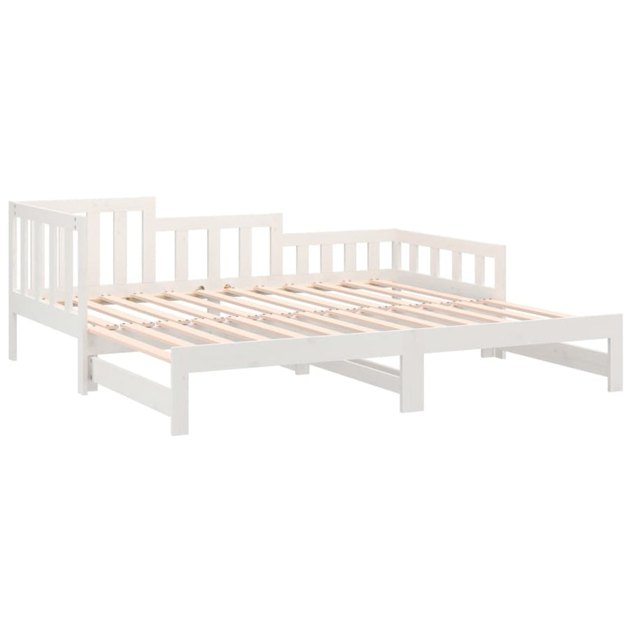 Slaapbank Uitschuifbaar Massief Grenenhout Wit 2X(90X190) Cm