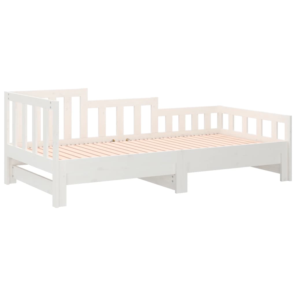 Slaapbank Uitschuifbaar Massief Grenenhout Wit 2X(90X190) Cm