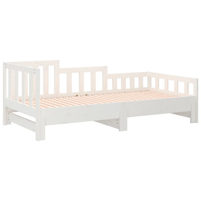 Slaapbank Uitschuifbaar Massief Grenenhout Wit 2X(90X190) Cm