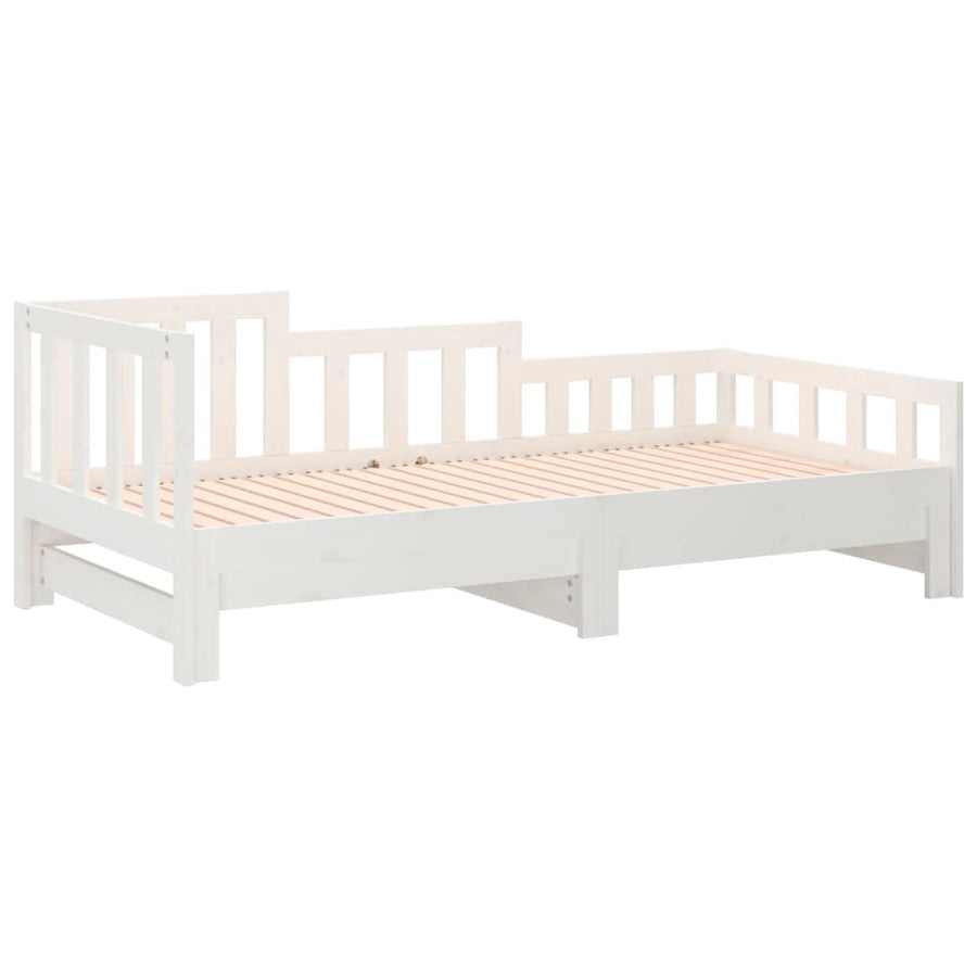 Slaapbank Uitschuifbaar Massief Grenenhout Wit 2X(90X190) Cm