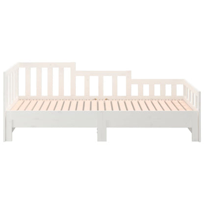 Slaapbank Uitschuifbaar Massief Grenenhout Wit 2X(90X190) Cm