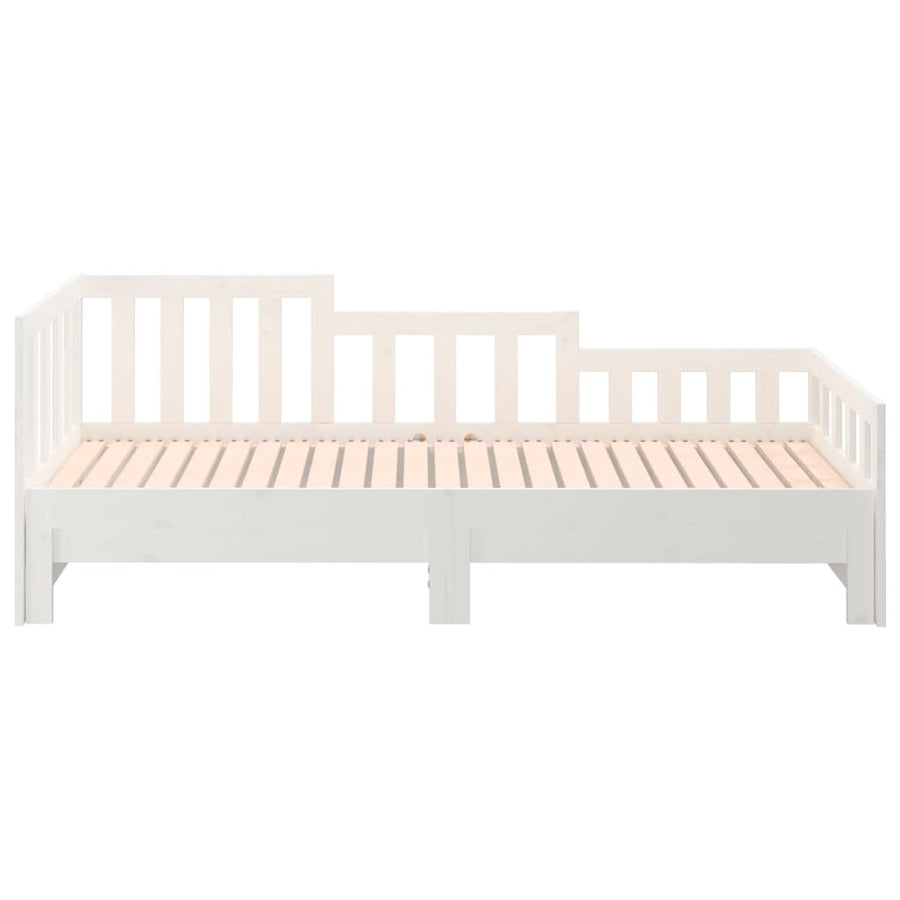 Slaapbank Uitschuifbaar Massief Grenenhout Wit 2X(90X190) Cm