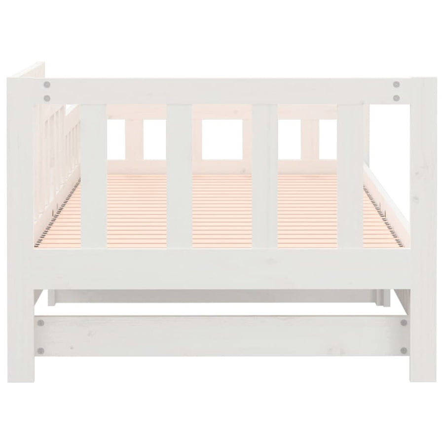 Slaapbank Uitschuifbaar Massief Grenenhout Wit 2X(90X190) Cm