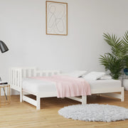Extendable solid pine sofa bed white 2x(90x190) cm