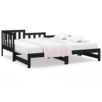 Slaapbank Uitschuifbaar Massief Grenenhout Zwart 2X(90X190) Cm