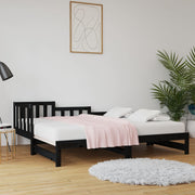 Extendable solid pine daybed black 2x(90x190) cm