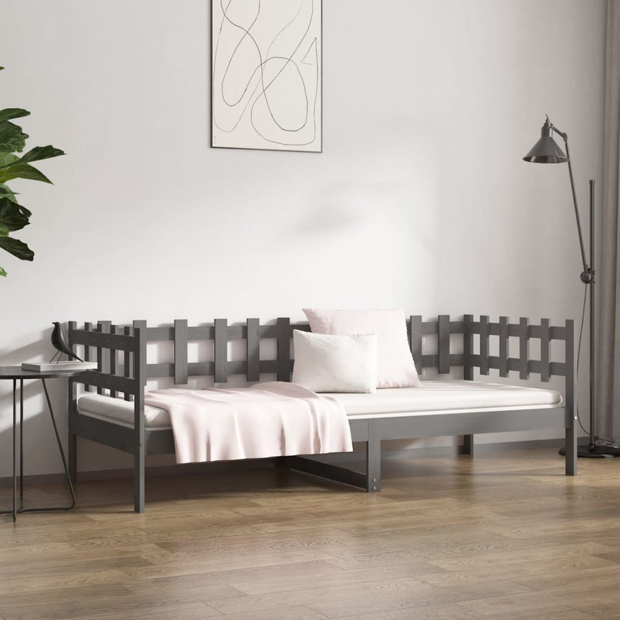 Slaapbank 90X200 Cm Massief Grenenhout Grijs