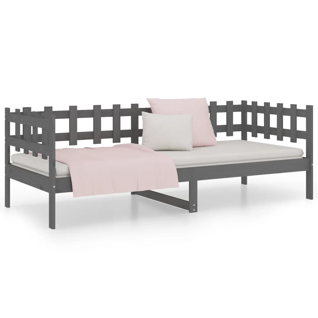 Slaapbank 90X200 Cm Massief Grenenhout Grijs